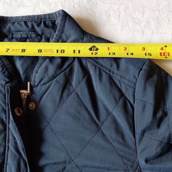 Navy Quilted Zipped Coat With Golden Buttons, Women's Size S - Picture 5 of 8